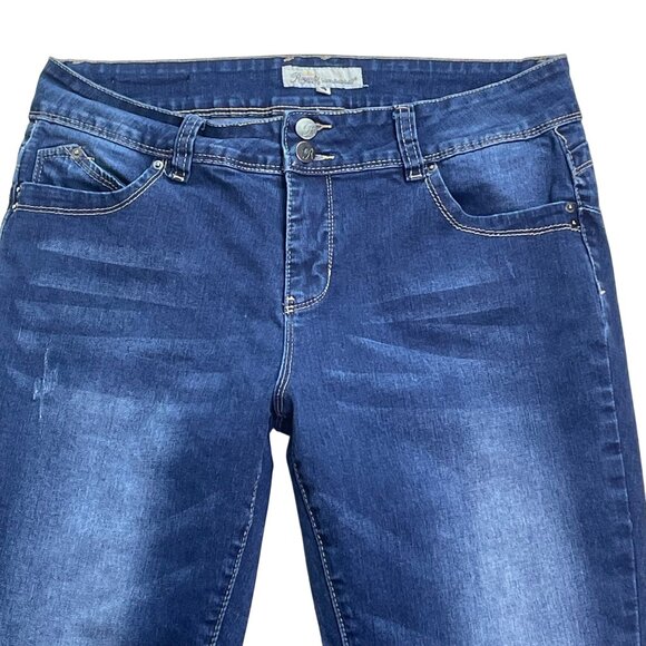 Royalty For Me Womens Size 12 Factory Distressed Denim Blue Jeans u - Picture 2 of 9